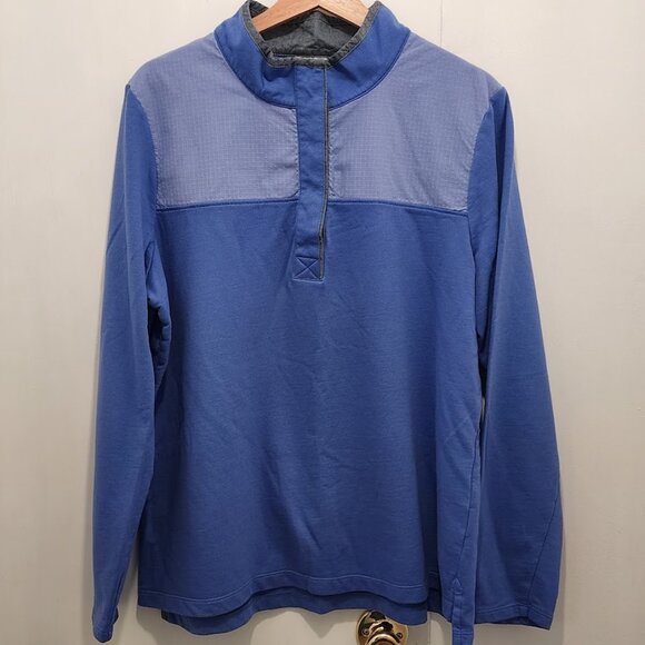 LL Bean Women's Rugby Pullover Chambray Trim Sweatshirt Blue Size XL - Picture 1 of 11